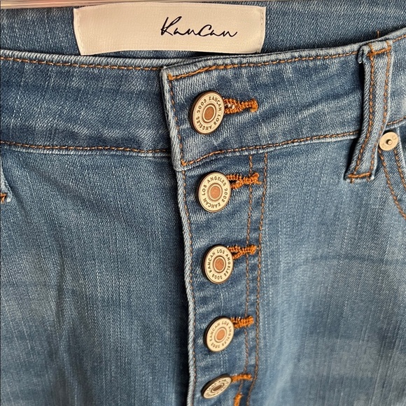 Kancan High Rise Ankle Skinny Jeans Button Fly Raw Hem Light Wash 11/29 - Picture 3 of 4